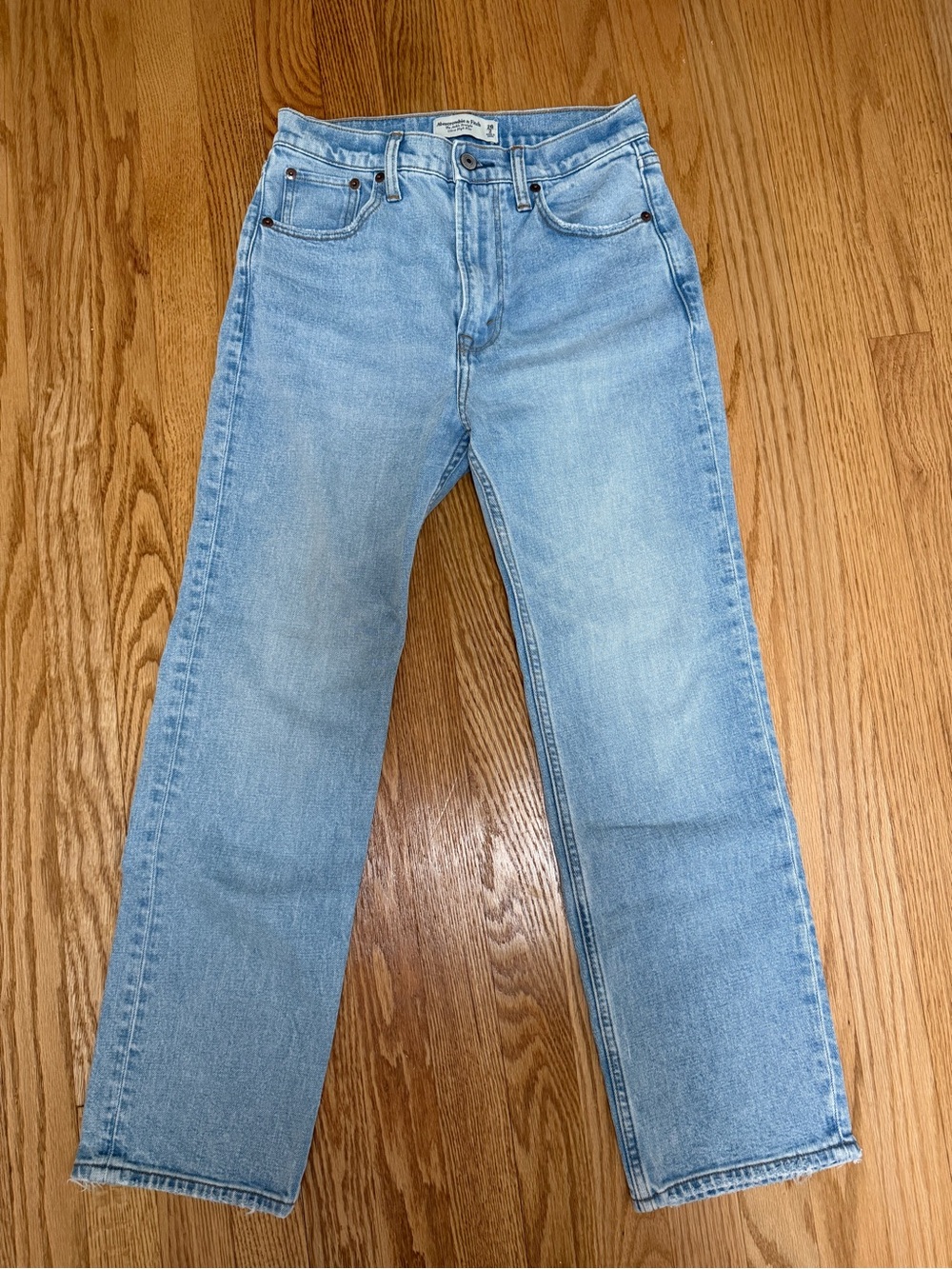 Abercrombie & Fitch Light Blue Ankle Straight Ultra High Rise Jeans